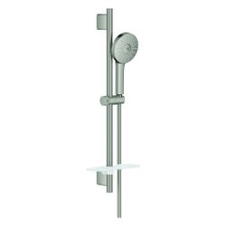 Grohe Euphoria 120 Brausestangenset 3 Strahlarten, 600mm, mit Ablage, Supersteel, 134... GROHE-134884DC00 4067393128618 (Abb. 1)