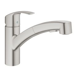 Grohe Eurosmart Einhand-Spültischbatterie, 1-Loch-Montage, flacher Auslauf, ausziehbare Dual Spülbra... GROHE-30305DC0  (Abb. 1)