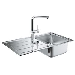 Grohe Spülen-Bauset K500, mit Edelstahlspüle/Minta, 860x500mm, SPT-Batterie, Edelstahl,... GROHE-31573SD0 4005176473302 (Abb. 1)