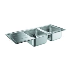 Grohe Edelstahlspüle K500 mit 2 Becken und Abtropffläche, 1160x500mm, Oberfläche Satin ... GROHE-31588SD0 4005176473456 (Abb. 1)