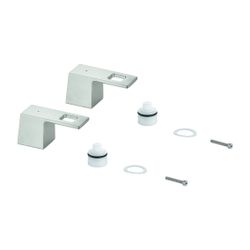 Grohe Eurocube Griffpaar für 3-Loch-Waschtischbatterie Supersteel, Markierung Blau/Rot... GROHE-48321DC0 4005176619175 (Abb. 1)