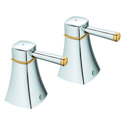 Grohe Griffpaar für Grandera, Metall, Markierung Blau/Rot, Chrom/Gold, 48325IG0... GROHE-48325IG0 4005176373220 (Abb. 1)