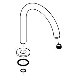 Grohe C-Auslauf für Zweigriffarmaturen, drehbar, Hard Graphite gebürstet, 101350AL00... GROHE-101350AL00 4067393001652 (Abb. 1)