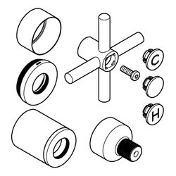 Grohe Atrio Kreuzgriffe Supersteel, 1 Paar, ein Set mit "H" und "C" Markierung, ein Set... GROHE-14215DC0 4005176762277 (Abb. 1)