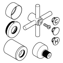Grohe Atrio Kreuzgriffe, 1x Set mit H und C Markierung, 1x Set ohne Warm-Kalt-Markierun... GROHE-14215GL0 4067393062479 (Abb. 1)