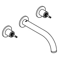 Grohe Atrio Private Collection 3-Loch-Waschtischbatterie, Wandmontage, für Hebelgriffe,... GROHE-20587MG0 4005176944154 (Abb. 1)