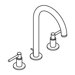 Grohe Atrio 3-Loch-Waschtischbatterie, Rohrauslauf, mit Hebelgriffen Zugstangen-Garnitu... GROHE-20649GN0 4005176951787 (Abb. 1)