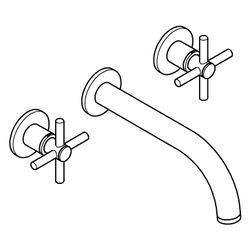 Grohe Atrio 3-Loch-Waschtisch-Wandbatterie, Fertigmontageset für 29 025 002, mit Kreuzg... GROHE-20661KF0 4067393056683 (Abb. 1)