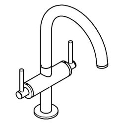 Grohe Atrio Waschtisch-Einlochbatterie, L-Size, mit Hebelgriffen, Push-open Ablaufgarni... GROHE-21145MG0 4005176944574 (Abb. 1)
