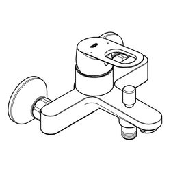 Grohe BauLoop Einhand-Wannenbatterie, 1/2", Wandmontage, mit integr. Rückflussverh., S-Anschlüsse, e... GROHE-23341000  (Abb. 1)