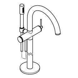 Grohe Atrio Einhand-Wannenbatterie Cool Sunrise gebürstet, Fertigmontageset, Bodenmonta... GROHE-24368GN0 4005176952388 (Abb. 1)