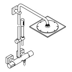 Grohe Rainshower F-Series 254 Duschsystem mit Aufputz-Thermostatbatterie, Wandmontage, Brausearm 450... GROHE-27469000  (Abb. 1)