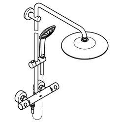 Grohe Euphoria 260 Duschsystem, Wandmontage, mit Thermostat und Kopfbrause, max. Durchfluss 9,5l/min... GROHE-27615001  (Abb. 1)