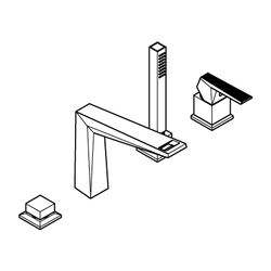 Grohe Allure Brilliant 4-Loch-Wannenkombination PC Hard Graphite gebürstet, Griff mit R... GROHE-29523AL0 4005176795657 (Abb. 1)