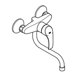 Grohe Eurosmart Einhand-Spültischbatterie, Wandmontage, Ausladung 217mm, Chrom, 31391002... GROHE-31391002  (Abb. 1)
