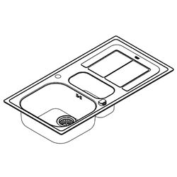 Grohe Edelstahlspüle K300 mit 1,5 Becken/Abtropffläche 970x500mm, Edelstahl, 31564SD0... GROHE-31564SD0  (Abb. 1)
