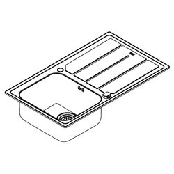 Grohe Edelstahlspüle K500 mit 1 Becken/Abtropffläche 860x500mm, Edelstahl, 31571SD0... GROHE-31571SD0  (Abb. 1)