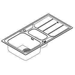 Grohe Edelstahlspüle K500 mit 1,5 Becken/Abtropffläche 970x500mm, Edelstahl, 31572SD0... GROHE-31572SD0 4005176473296 (Abb. 1)