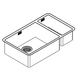 Grohe Unterbau-Edelstahlspüle K700, mit 1,5 Becken 760x450mm, Einbau links, Edelstahl, 31575SD0... GROHE-31575SD0  (Abb. 1)