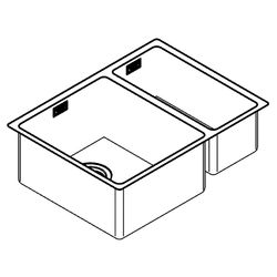 Grohe Unterbau-Edelstahlspüle K700, mit 1,5 Becken 585x440mm, Einbau links, Edelstahl, 31577SD0... GROHE-31577SD0  (Abb. 1)