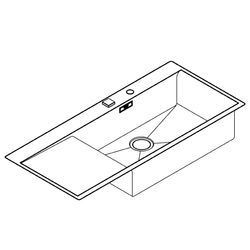 Grohe Edelstahlspüle K1000 mit 1 Becken und Abtropffläche, 1160x520mm, Einbau flächenbü... GROHE-31582SD0 4005176473395 (Abb. 1)