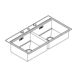Grohe Edelstahlspüle K800 mit 2 Becken, 1024x560mm, Einbau flächenbündig, Oberfläche Sa... GROHE-31585SD0 4005176473425 (Abb. 1)