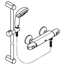Grohe Grohtherm 1000 Thermostat-Brausebatterie 1/2" mit Tempesta Brausegarnitur II 900m... GROHE-34256004 4005176456671 (Abb. 1)
