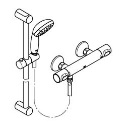 Grohe Grohtherm 500 Thermostat-Brausebatterie 1/2" mit Brausegarnitur chrom 34797000... GROHE-34797000 4005176632471 (Abb. 1)