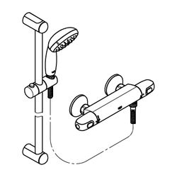 Grohe Grohtherm 1000 Thermostat-Brausebatterie 1/2" mit Brausegarnitur chrom 34824004... GROHE-34824004 4005176698620 (Abb. 1)