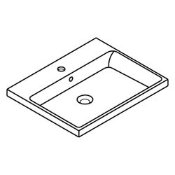 Grohe Cube Keramik Einbauwaschtisch, Einbau von oben, 605x490mm, 1 Hahnloch, 2 vorgesto... GROHE-3947900H 4005176442636 (Abb. 1)
