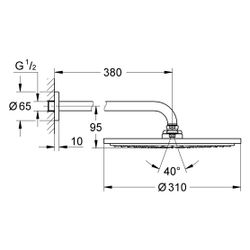 Grohe Rainshower Cosmopolitan 310 Kopfbrauseset, 1 Strahlart, Brausearm 380mm, 8l/min... GROHE-100738MS00 4005176947391 (Abb. 1)