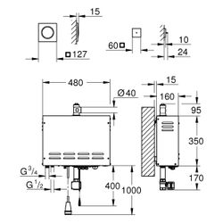 Grohe Dampfgenerator F-digital Deluxe, 9,9kW, 400V, ohne Rohbau-Komponenten, Satin St... GROHE-100751MS00 4005176947438 (Abb. 1)