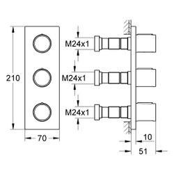 Grohe Unterputzventil Grohtherm F, 3-fach, Fertigmontageset für 35 031, ohne UP-Körpe... GROHE-100755MG00 4005176947506 (Abb. 1)