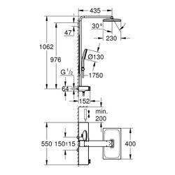 Grohe Aqua Pure Rainshower Duschsystem eckig Phantom Black 15l/min, mit Kopfbrause un... GROHE-100962KF00 4005176949685 (Abb. 1)
