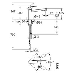 Grohe Eurosmart Einhand-Spültischbatterie, Niederdruck, mittelhoher Auslauf, Chrom, 1... GROHE-1012330000 4067393002857 (Abb. 1)