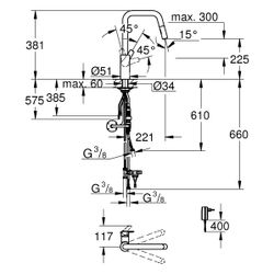 Grohe Eurosmart Hybrid-Einhand-Spültischbatterie 1-Loch-Montage, ausziehbarer Auslauf... GROHE-1012350000 4067393002871 (Abb. 1)