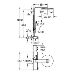 Grohe Aqua Pure Rainshower Duschsystem rund Warm Sunset 15l/min, mit Kopfbrause und T... GROHE-101680DA00 4067393005483 (Abb. 1)