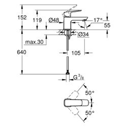 Grohe Cubeo Einhand-Waschtischbatterie XS-Size, 1-Loch-Montage, glatter Körper, Chrom... GROHE-1016930000 4067393012887 (Abb. 1)