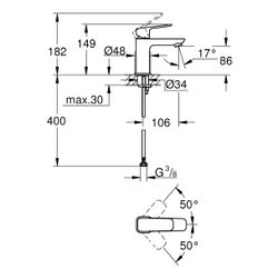 Grohe Cubeo Einhand-Waschtischbatterie S-Size, 1-Loch-Montage, eingriffig, glatter Kö... GROHE-1016992430 4067393014171 (Abb. 1)