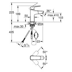 Grohe Cubeo Einhand-Waschtischbatterie M-Size, 1-Loch-Montage, glatter Körper, auszie... GROHE-1017500000 4067393013167 (Abb. 1)