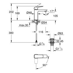 Grohe Cubeo Einhand-Waschtischbatterie M-Size, Mattschwarz, Mittelstellung kalt, glat... GROHE-1017572430 4067393013396 (Abb. 1)