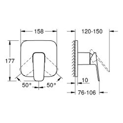 Grohe Cubeo Einhand-Brausebatterie Chrom, Fertigmontageset für Rapido SmartBox 35604... GROHE-1017770000 4067393010609 (Abb. 1)