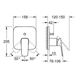 Grohe Cubeo Einhand-Wannenbatterie Chrom, Fertigmontageset für Rapido SmartBox 35604... GROHE-1017780000 4067393010647 (Abb. 1)