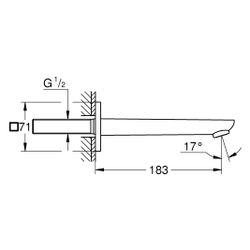 Grohe Cubeo Wanneneinlauf, Wandmontage, Ausladung 183mm, Außengewinde 1/2", Mattschwa... GROHE-1017792430 4067393010692 (Abb. 1)