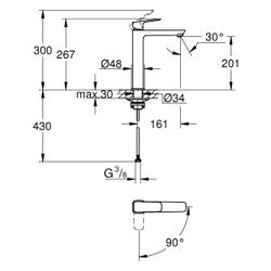 Grohe Cubeo Einhand-Waschtischbatterie XL-Size, Einloch, Mittelstellung kalt, Schwenk... GROHE-1017802430 4067393012276 (Abb. 1)