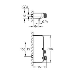 Grohe Grohtherm SmartControl Thermostat-Brausebatterie Phantom Black, Wandmontage... GROHE-102169KF00 4067393018902 (Abb. 1)