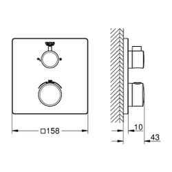 Grohe Grohtherm Thermostat-Brausebatterie, eckig, Mattschwarz, mit integrierter 2-Weg... GROHE-1022092430 4067393018896 (Abb. 1)