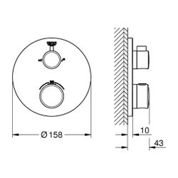 Grohe Grohtherm Thermostat-Wannenbatterie, rund, Mattschwarz, mit integrierter 2-Wege... GROHE-1022102430 4067393019008 (Abb. 1)