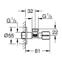 Grohe Eckventil Mattschwarz, langer Schubschaft, Wandanschluss 1/2", Abgang 1/2"... GROHE-1023422430 4067393019893 (Abb. 1)