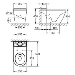 Grohe Stand-WC-Kombination Euro Keramik, Abgang universal, Alpinweiß, 102488SH00... GROHE-102488SH00 4067393022008 (Abb. 1)